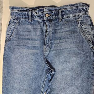 KanCan Ultra High Rise Paperbag Straight Leg Jeans Medium Wash Womens 13/30